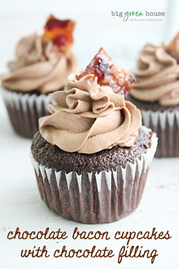 Chocolate Bacon Cupcakes with Chocolate Filling | Big Green House