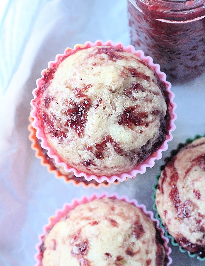 Jam Swirled Cream Cheese Muffins- Big Green House